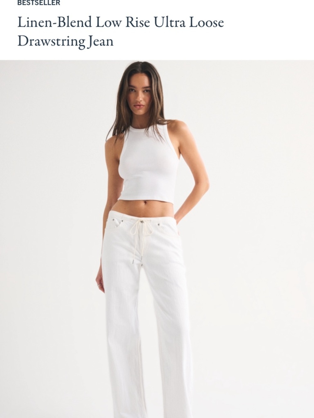 Abercrombie Linen-Blend Low Rise Ultra Loose Drawstring Jean